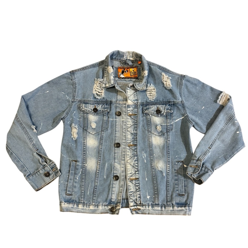 Men’s Light Blue Distressed Denim Jacket size Small